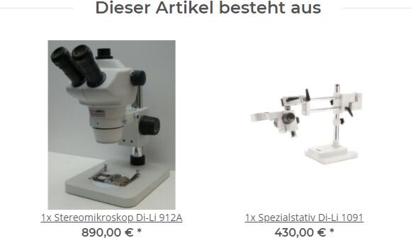 Artikelbundle aus Mikroskop + Spezialstativ mit ausziehbaren Ausleger