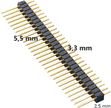 X001 /DE-1225-1110CNG0S113-5,5-3,3/ Einreihige Stiftleiste/1x10/Stiftlänge =  5,5 mm/RM = 2,54 mm/Lötbeinanschlusslänge  =  3,3 mm vergleichbar mit 087-1-010-0-F-XS0-1130 / 943-12-010-00